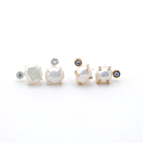 White Pearl Pebble Earrings
