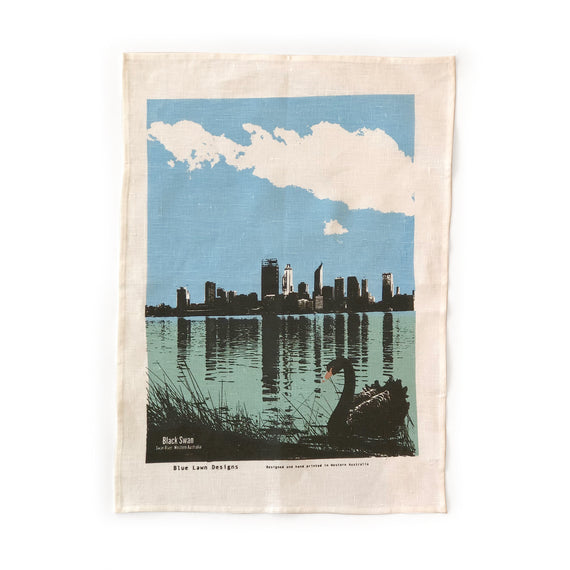 Swan and River Tea Towel