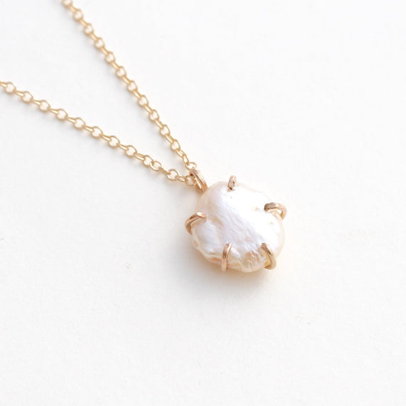 White Pearl Raw Necklace