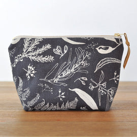 Gathered Charcoal Flat Bottom Pouch
