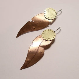 Gum Leaf and Bloom Copper Earrings