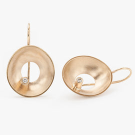 Open Dish Gold and Diamond Earrings