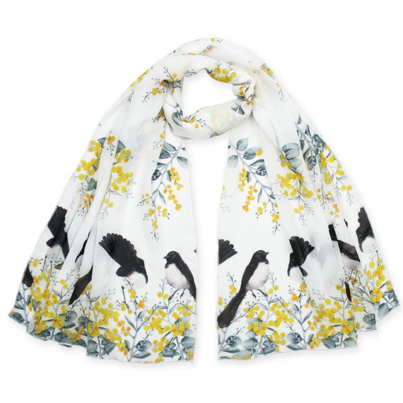 Willie Wagtail and Wattle Scarf